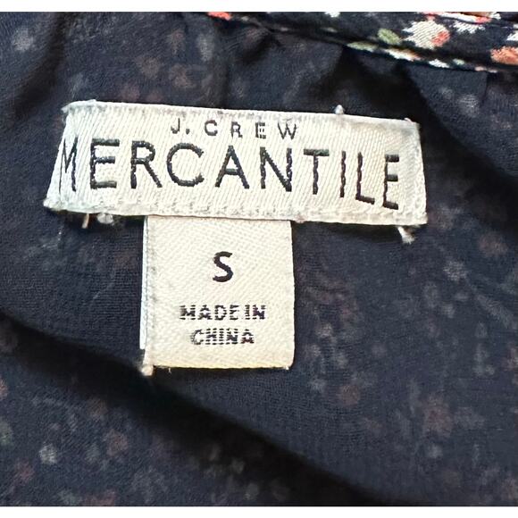 2/$30 J. Crew Mercantile Smocked Tie-Front Dress Floral Blouson Long Sleeve Sz S - Picture 10 of 13